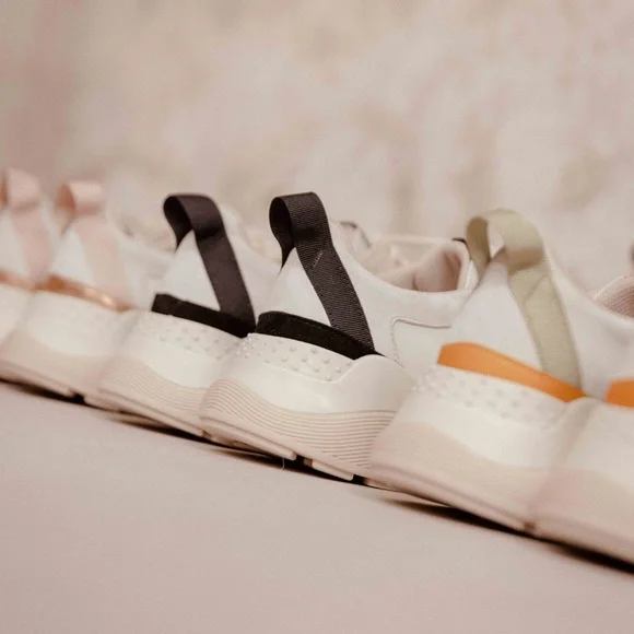 NEW • BOBBIES PARIS Beige and Black Leather Sneakers - Picture 4 of 16